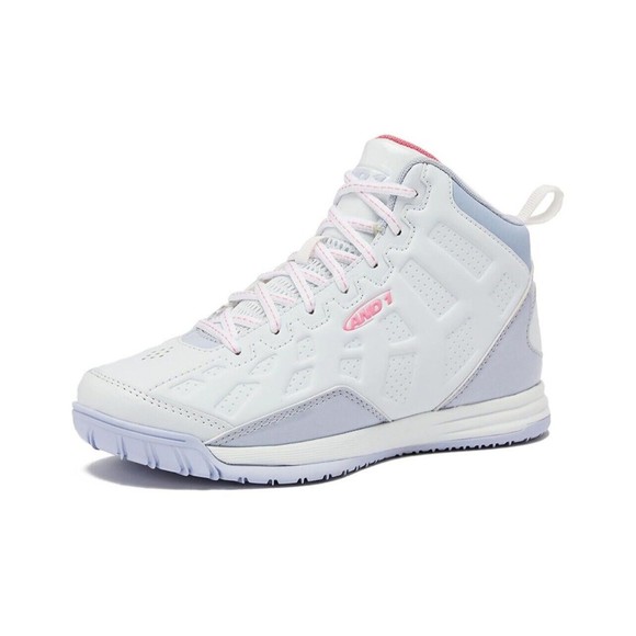 AND1 Showout Girls Basketball Shoes Kids High Top Sneakers - White - Size 6 - Picture 1 of 7